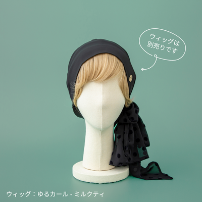 SCARF HAT (M) / Dot Chiffon-Black