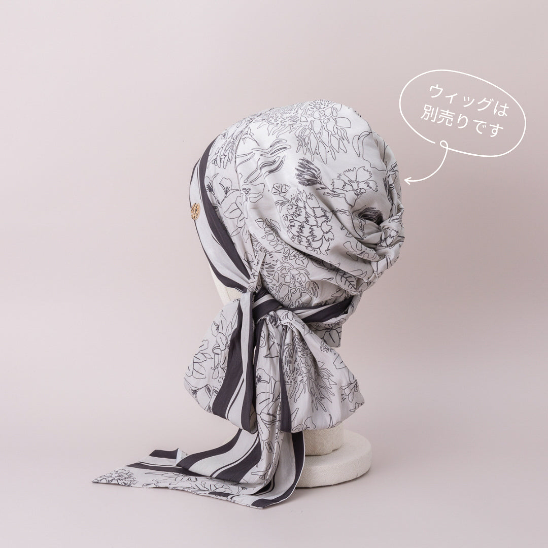 SCARF HAT (M) / Botanical-Navy