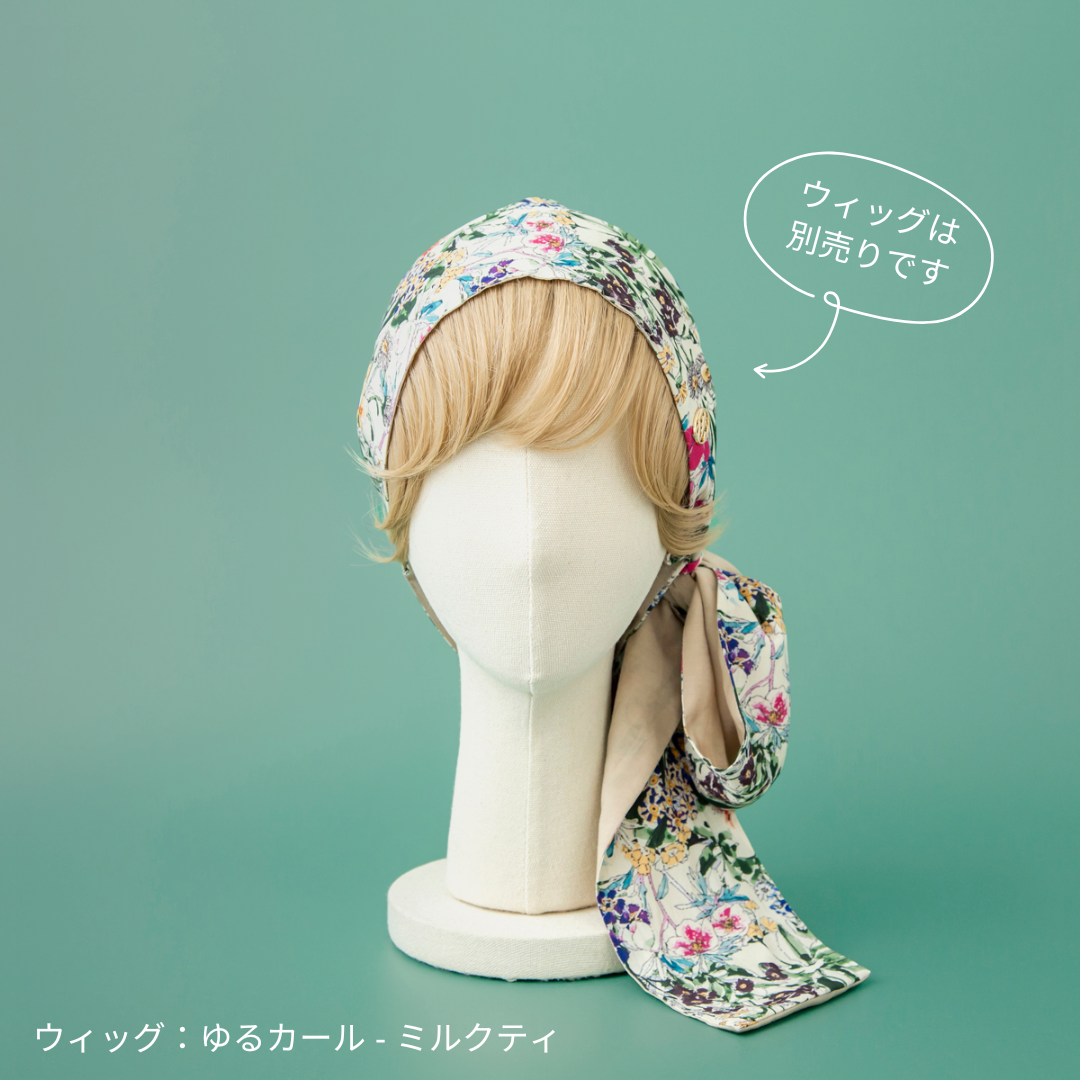 SCARF HAT (M) / FlowerGarden-Beige