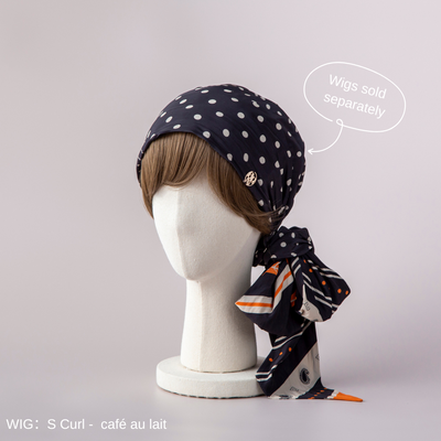 SCARF HAT (M) / Dot Border - Orange