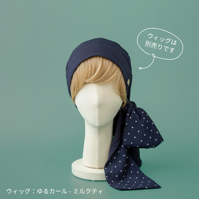 SCARF HAT (M) /  Dot-Navy