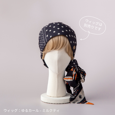 SCARF HAT (M) / Dot Border - Orange