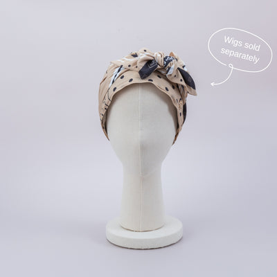 SCARF HAT (M) / Dot Border - Beige