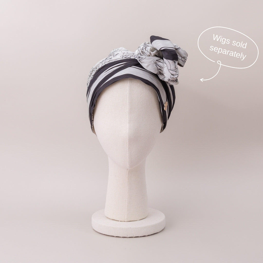 SCARF HAT (M) / Botanical-Navy