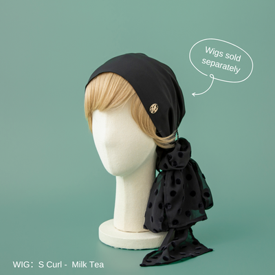 SCARF HAT (M) / Dot Chiffon-Black