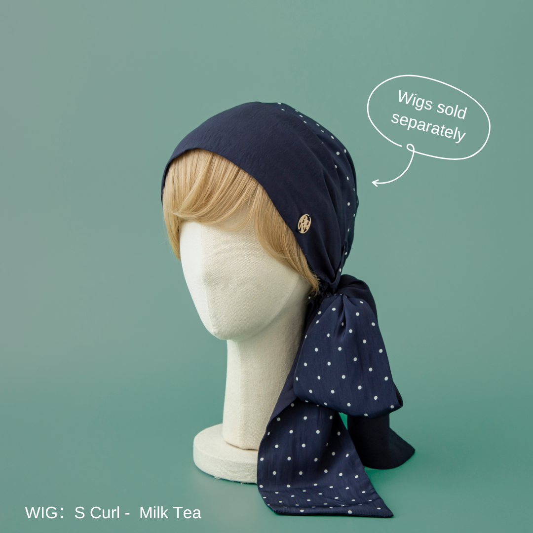 SCARF HAT (M) /  Dot-Navy