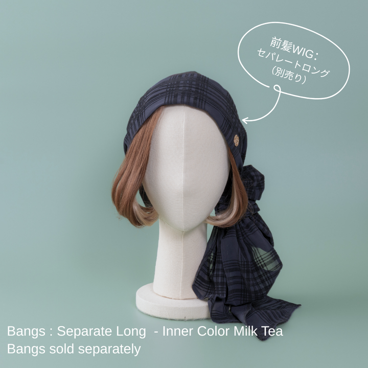 BARENスカーフハット　ドットシフォンブラック&　前髪ウィッグ SCARF HAT / Checked Chiffon - Black – BAREN（バレン）