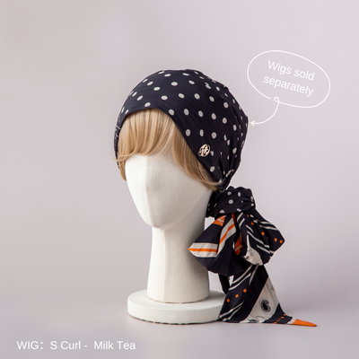 SCARF HAT (M) / Dot Border - Orange