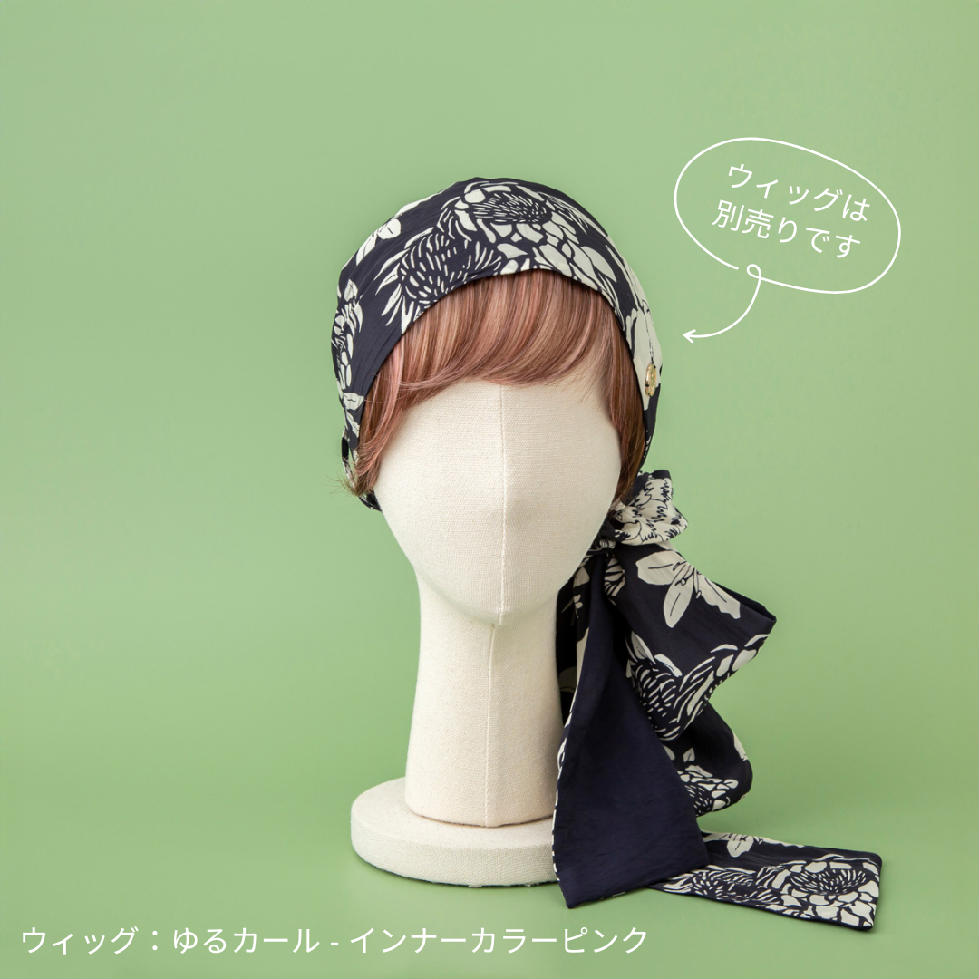 SCARF HAT (M) / Botanical-Navy