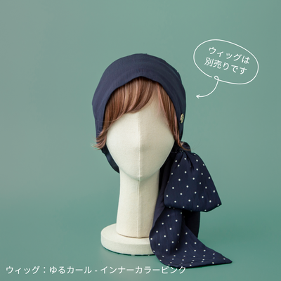 SCARF HAT (M) /  Dot-Navy