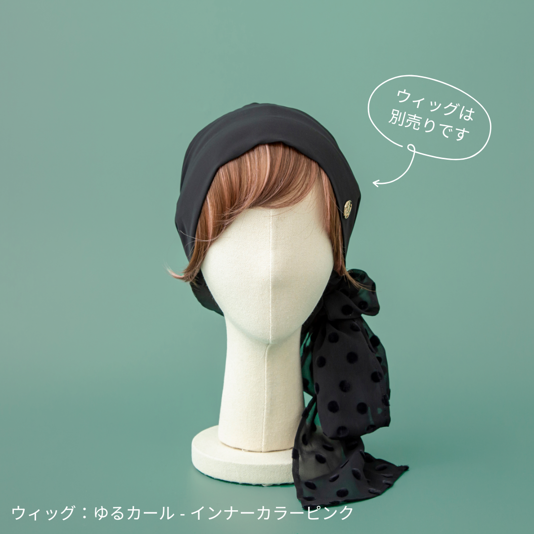 SCARF HAT (M) /  Dot Chiffon-Black