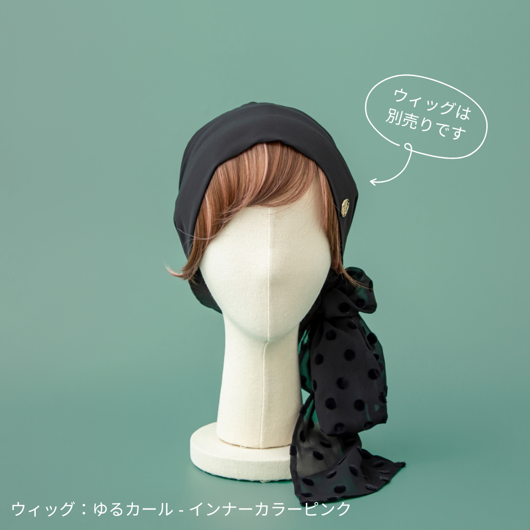 SCARF HAT / Dot Chiffon-Black – BAREN(バレン) SCARF HAT / Dot Chiffon-Black – BAREN(バレン)