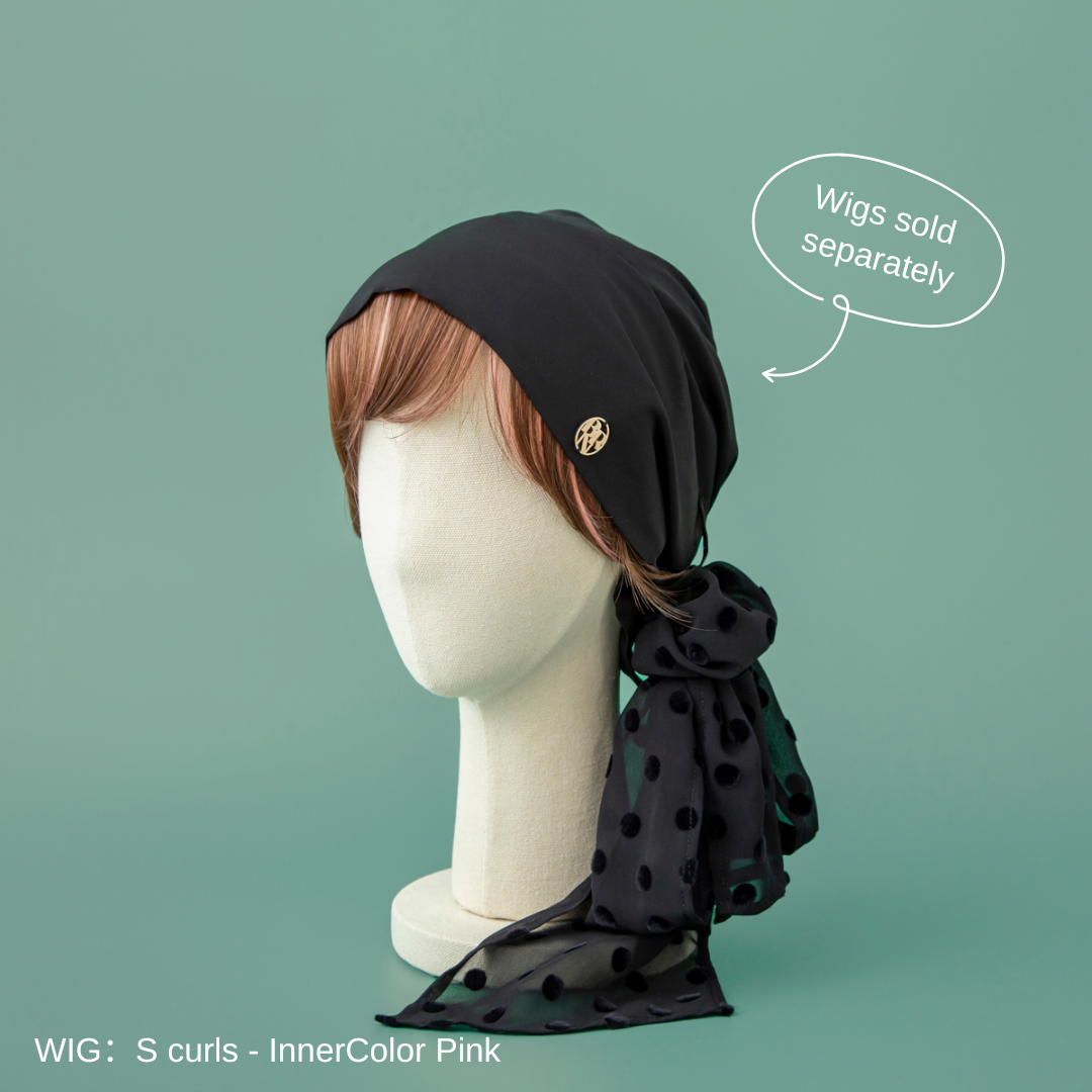 SCARF HAT (M) /  Dot Chiffon-Black