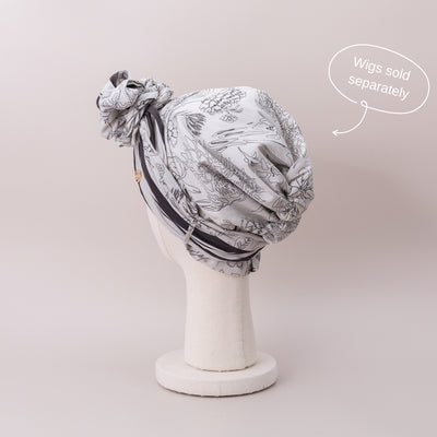 SCARF HAT (M) / Botanical-Navy