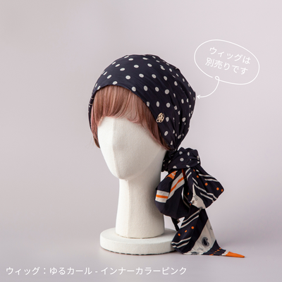 SCARF HAT (M) / Dot Border - Orange