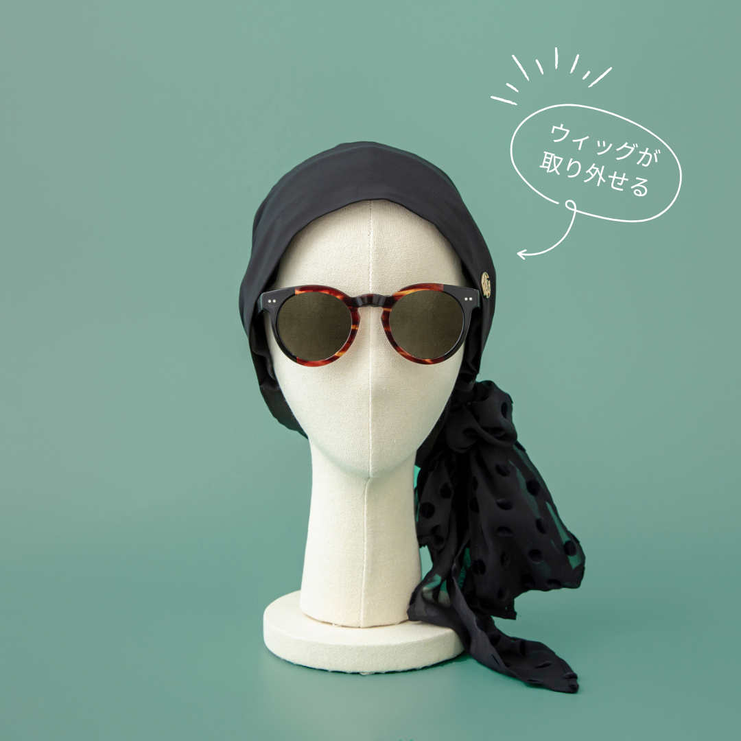 SCARF HAT / Dot Chiffon-Black – BAREN(バレン) SCARF HAT / Dot Chiffon-Black – BAREN(バレン)