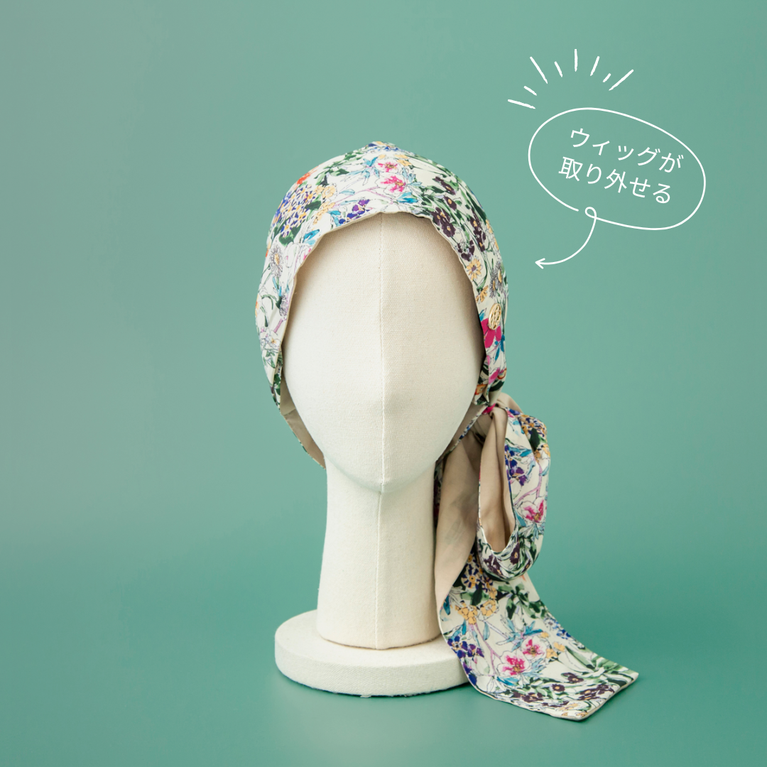 SCARF HAT (M) / FlowerGarden-Beige