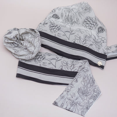 SCARF HAT (M) / Botanical-Navy