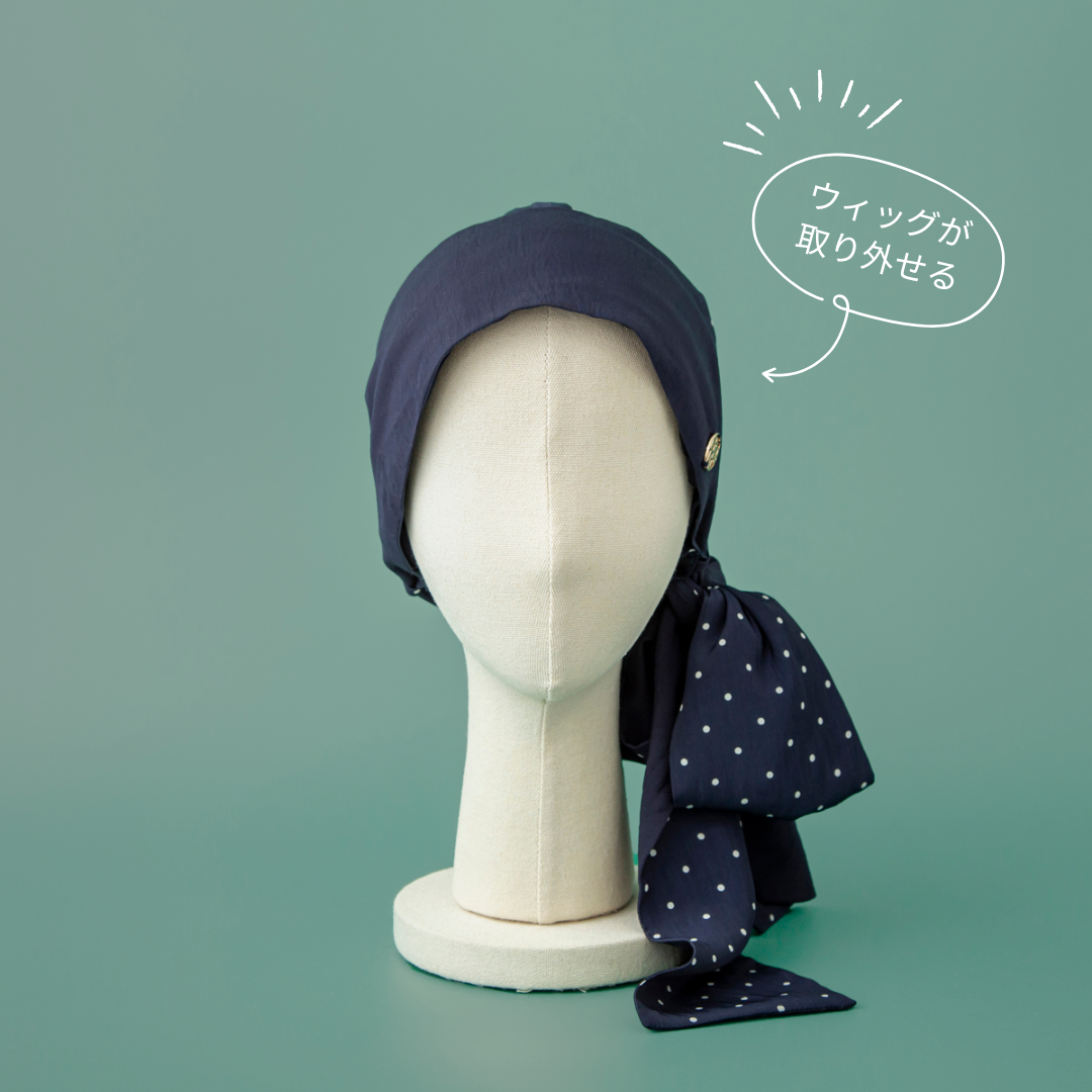 SCARF HAT (M) /  Dot-Navy