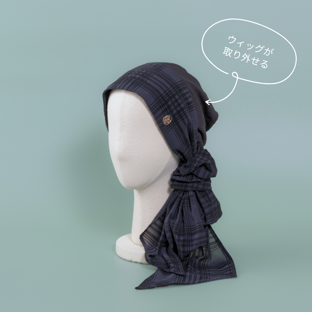 SCARF HAT / Checked Chiffon - Black – BAREN（バレン）