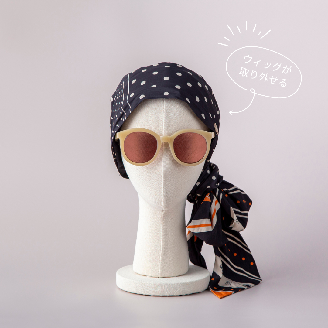 SCARF HAT (M) / Dot Border - Orange