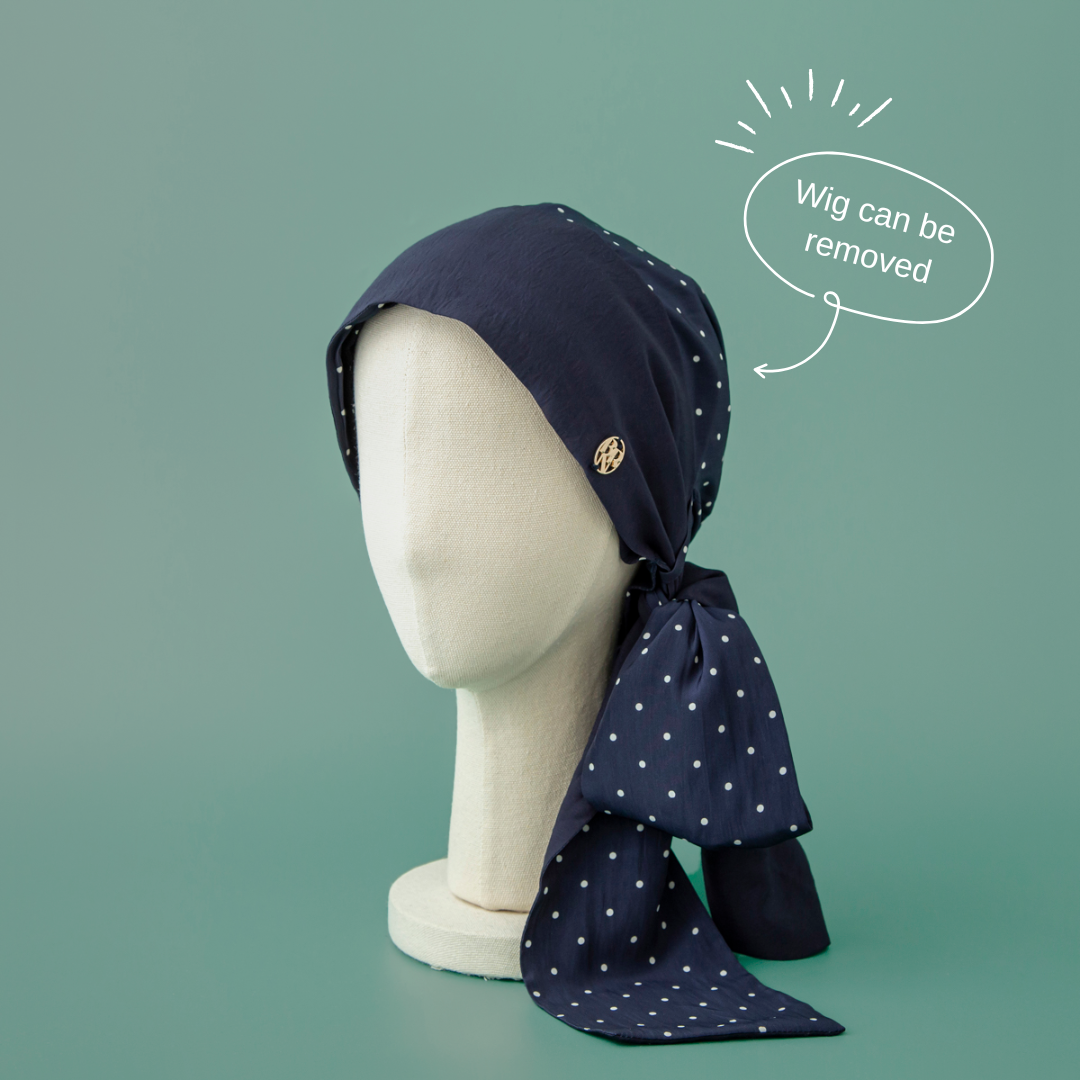 SCARF HAT (M) /  Dot-Navy