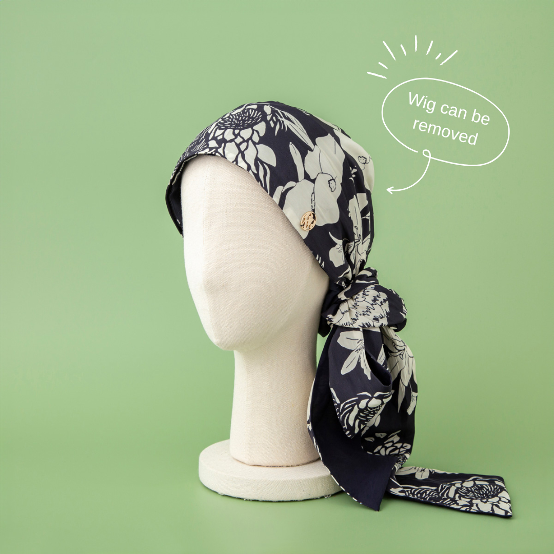 SCARF HAT (M) / Botanical-Navy