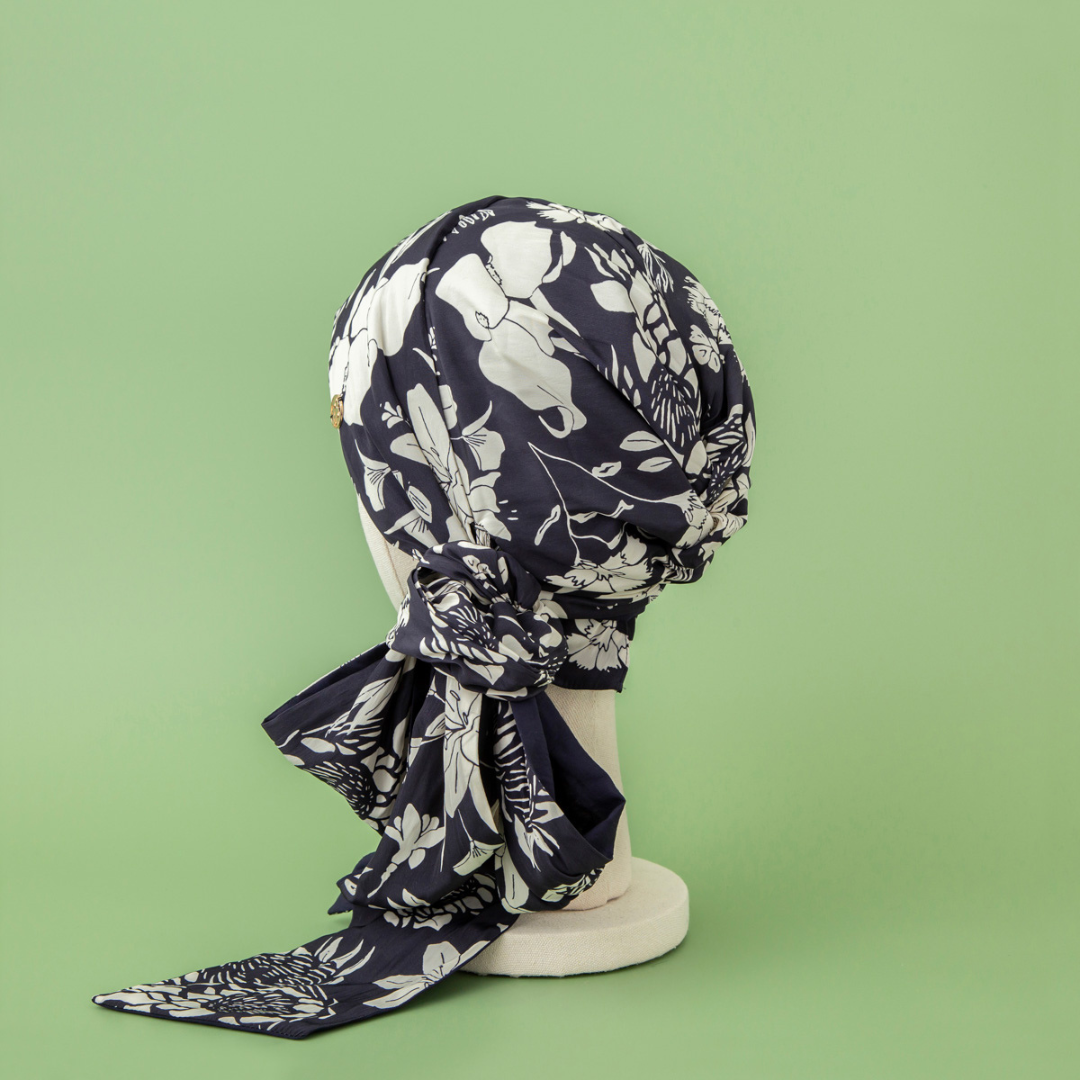 SCARF HAT /  Botanical-Navy (M)