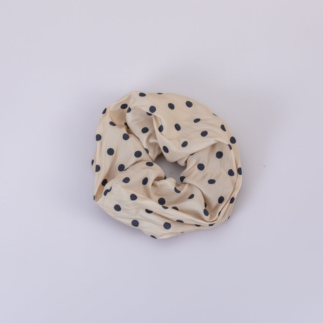 SCARF HAT (M) / Dot Border - Beige