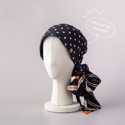 SCARF HAT (M) / Dot Border - Orange