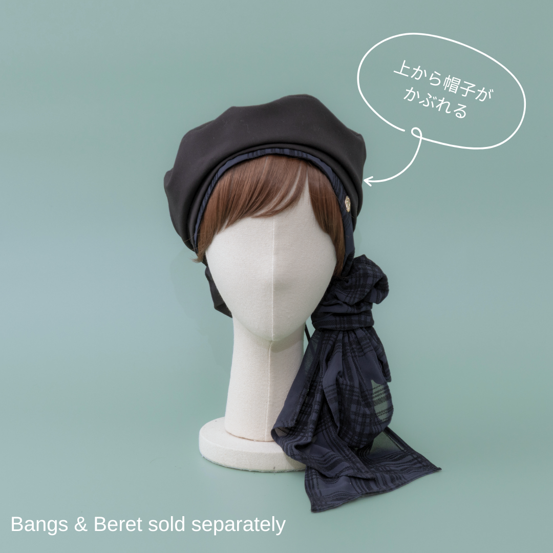SCARF HAT / Checked Chiffon - Black – BAREN（バレン）