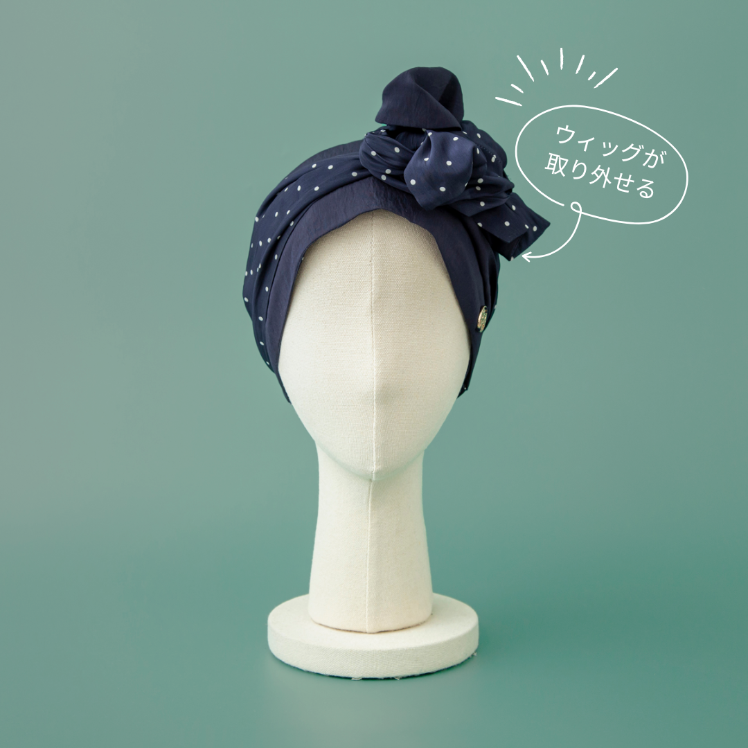 SCARF HAT (M) /  Dot-Navy