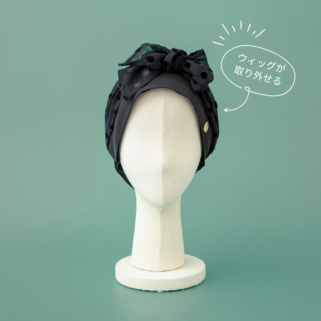 SCARF HAT (M) /  Dot Chiffon-Black