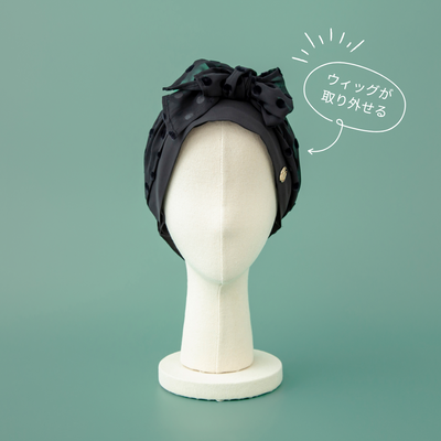 SCARF HAT (M) / Dot Chiffon-Black