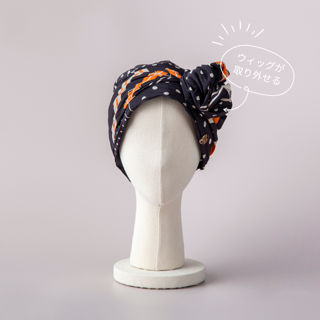 SCARF HAT / Dot Border - Orange – BAREN(バレン) SCARF HAT / Dot Border - Orange – BAREN(バレン)