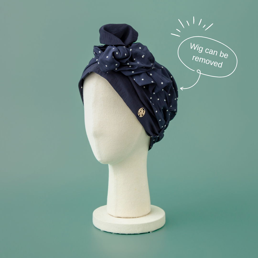 SCARF HAT (M) /  Dot-Navy