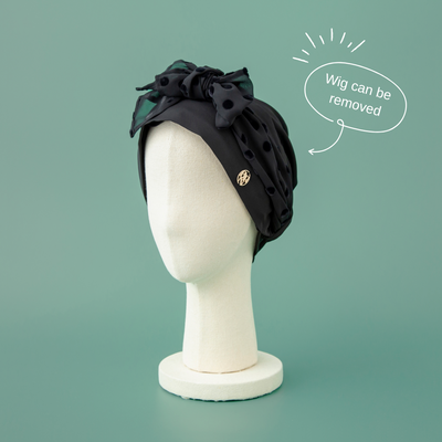 SCARF HAT (M) / Dot Chiffon-Black