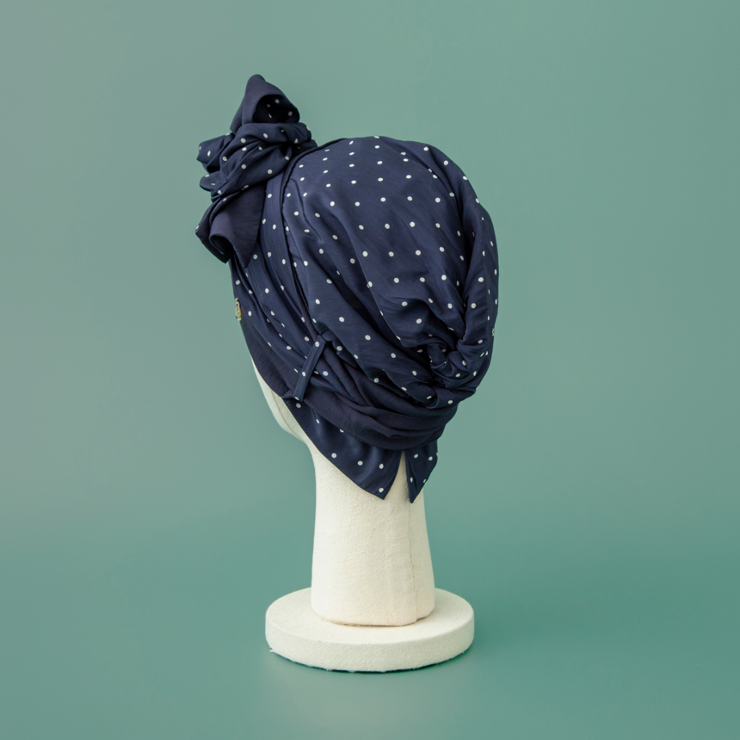 SCARF HAT / Dot-Navy – BAREN（バレン）