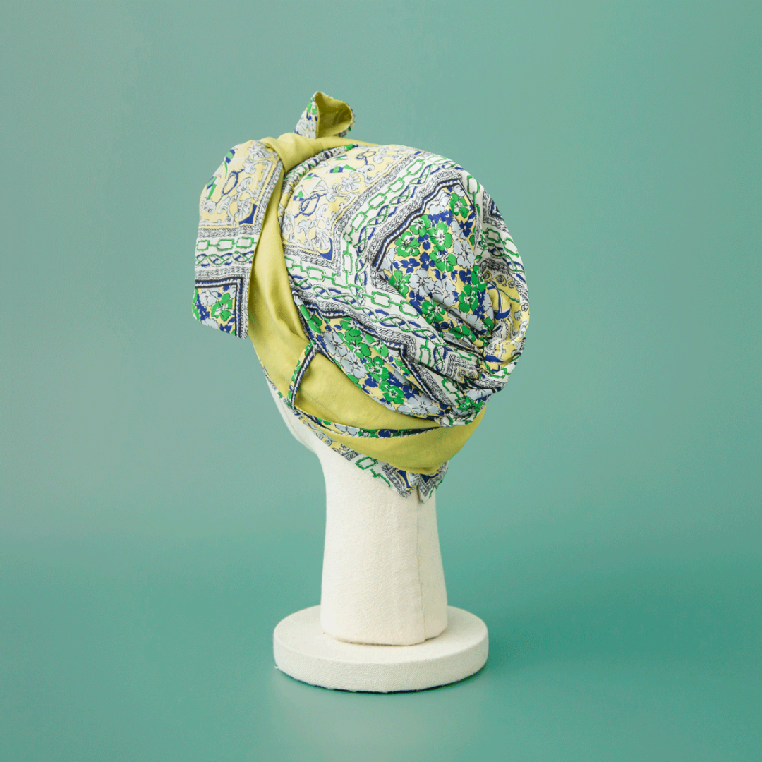 SCARF HAT /  Marine-Lime (M)