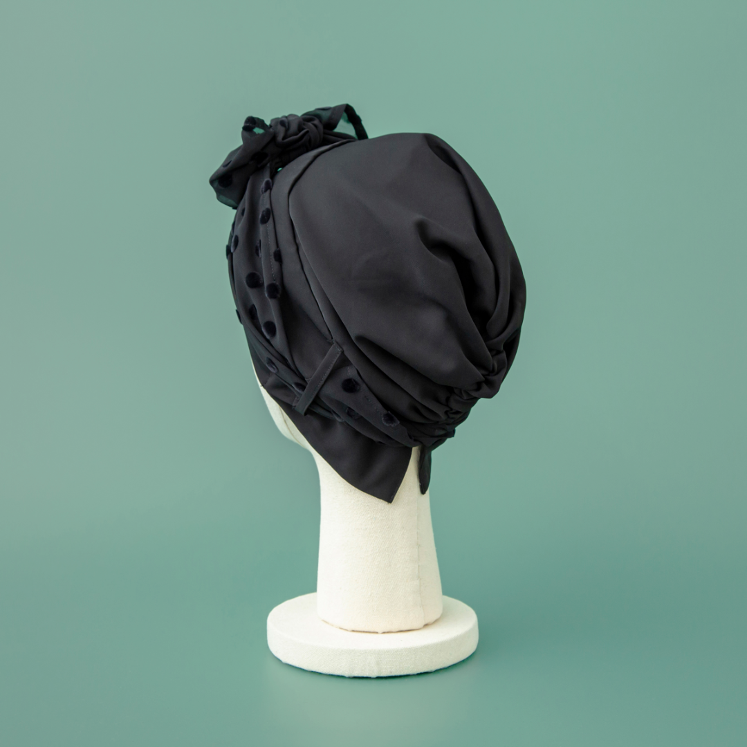 SCARF HAT (M) /  Dot Chiffon-Black