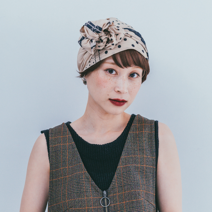 BAREN バレン スカーフハットDot Border Beige M ポーチ付 SCARF HAT / Dot Border - Beige – BAREN（バレン）