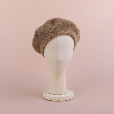 BERET/ Shaggy leopard-mocha