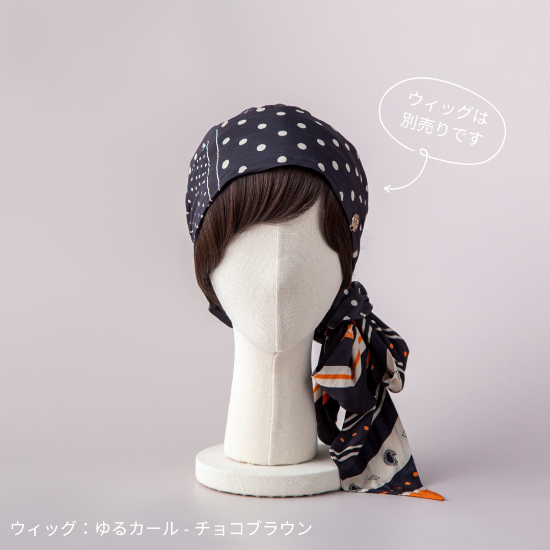 SCARF HAT (M) / Dot Border - Orange