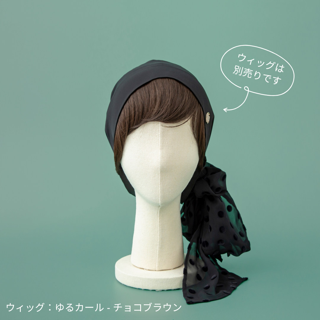 SCARF HAT (M) /  Dot Chiffon-Black