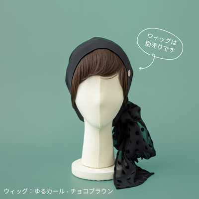 SCARF HAT (M) / Dot Chiffon-Black