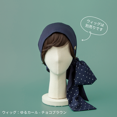 SCARF HAT (M) /  Dot-Navy