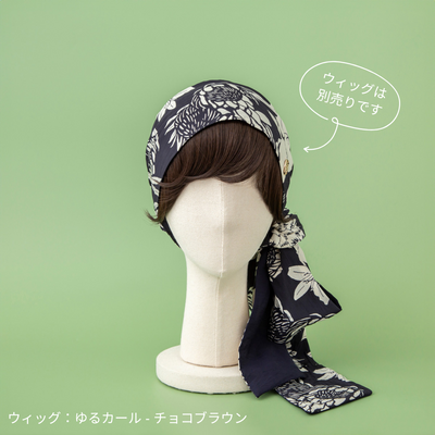 SCARF HAT (M) / Botanical-Navy