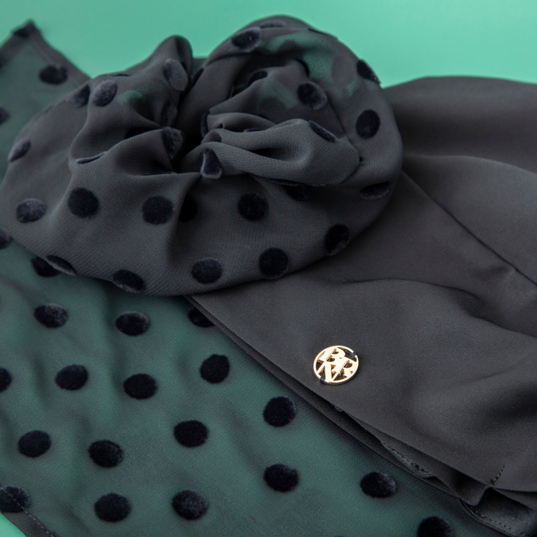 SCARF HAT (M) /  Dot Chiffon-Black