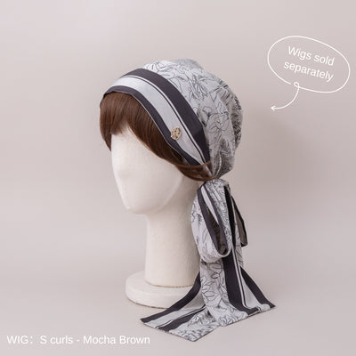 SCARF HAT (M) /  Botanical-Greige