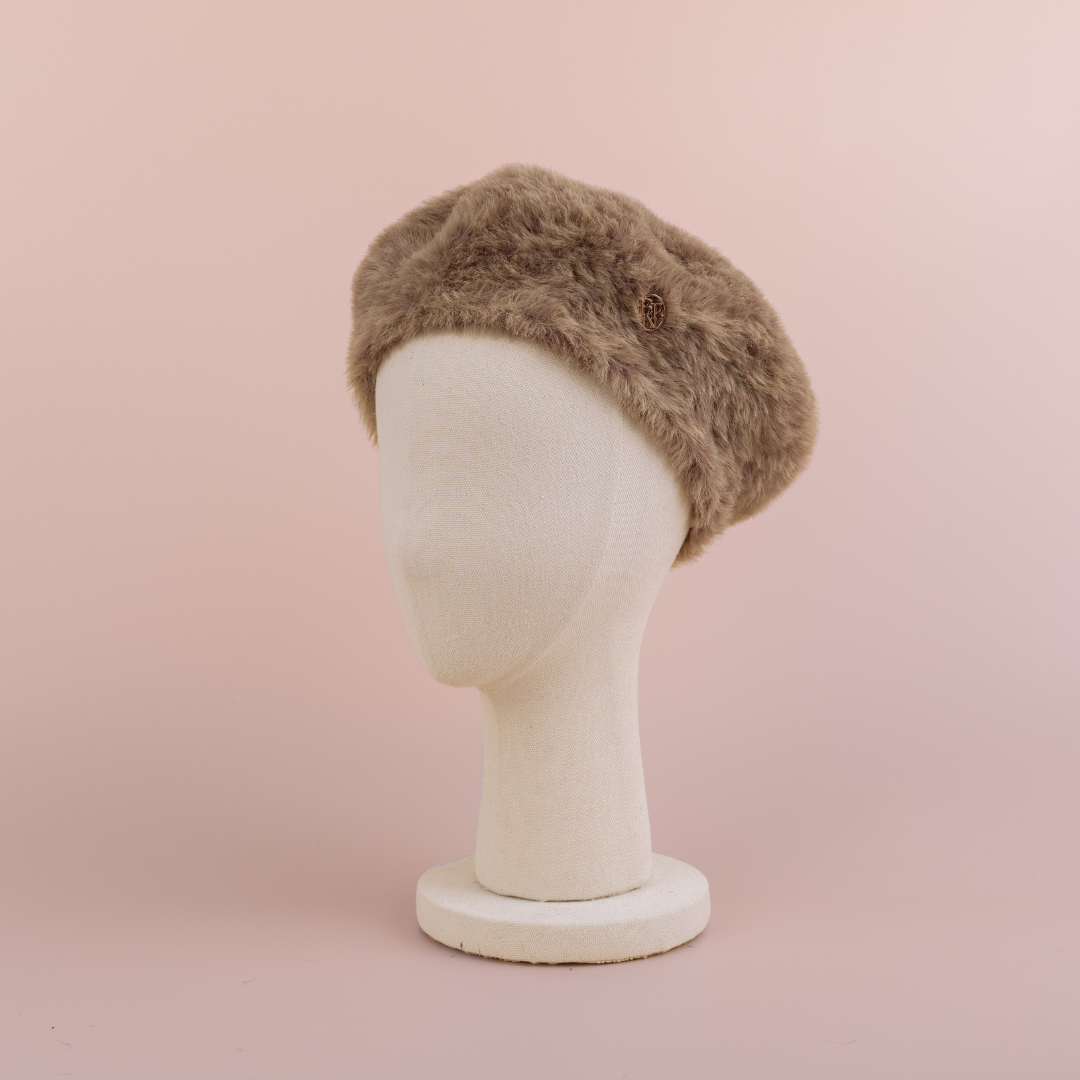 BERET/ Shaggy leopard-mocha